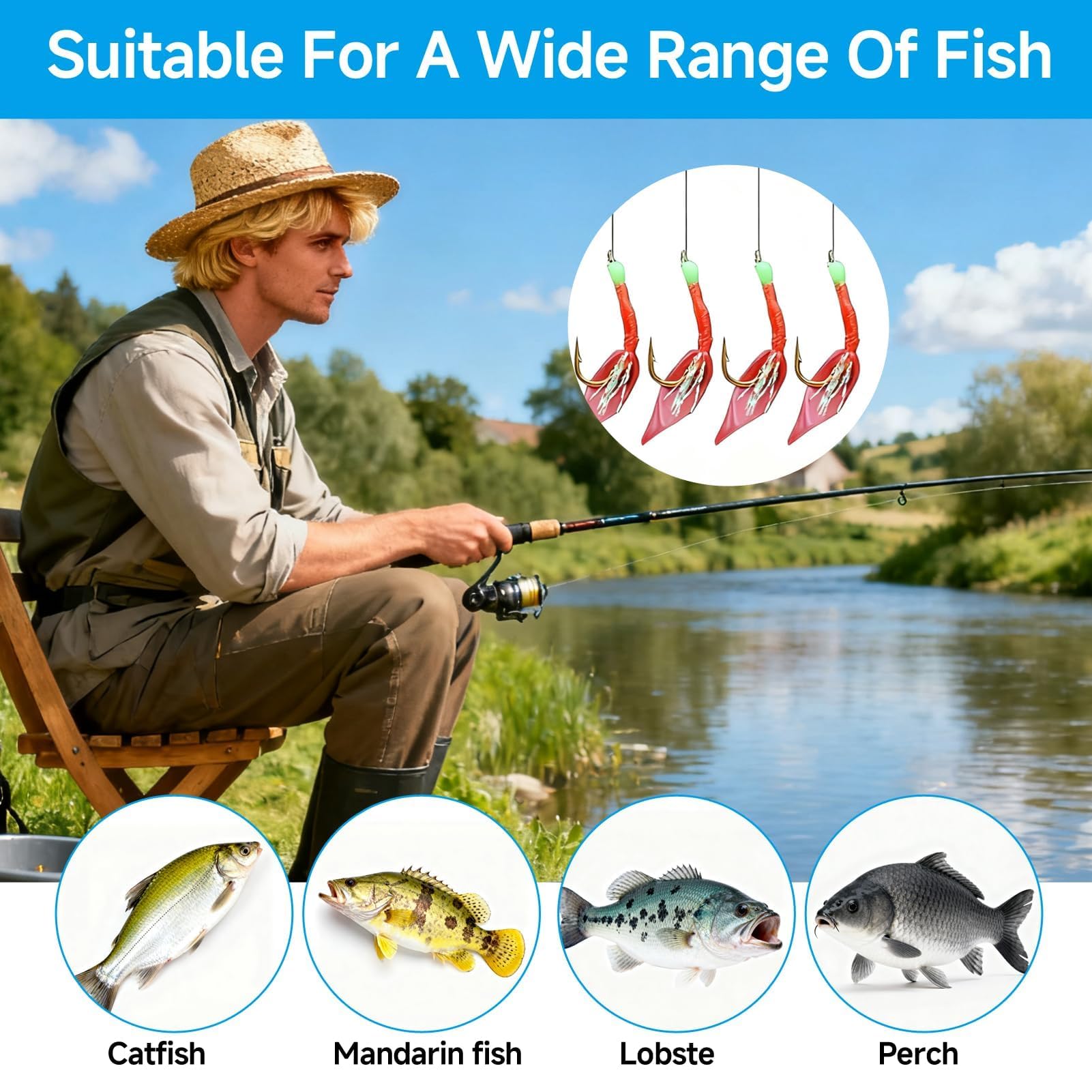 30Pcs Líderes de Pesca Preatados con Cuentas Luminosas para Playa, Bajura, Lubina, Platija, Trucha y Dorada con Perlas Luminosas, Cebos Biónicos para Caballa, Pollock (3 Tamaños Disponibles)