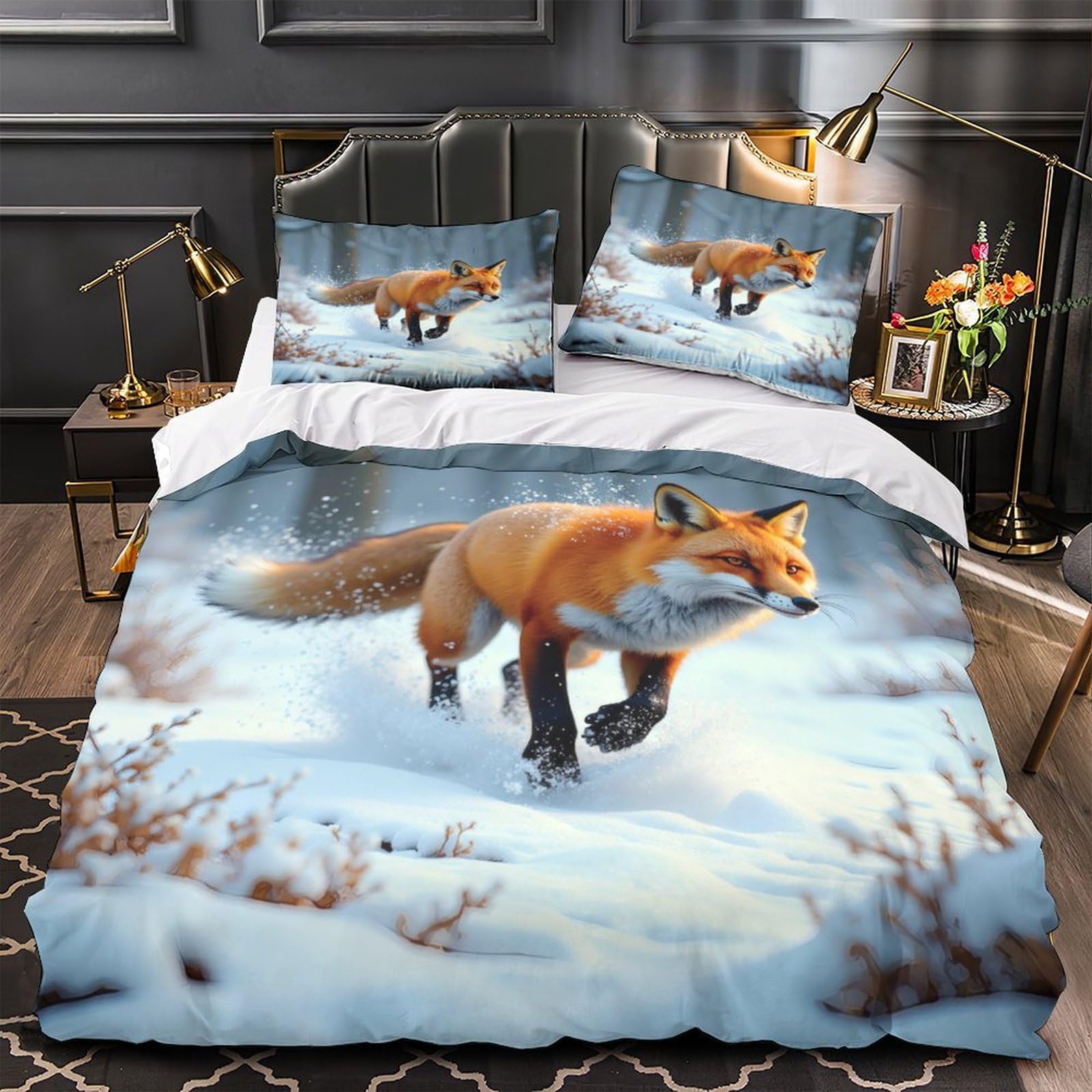 Housse de couette chiot hypoallergénique et thermorégulatrice pour lit King