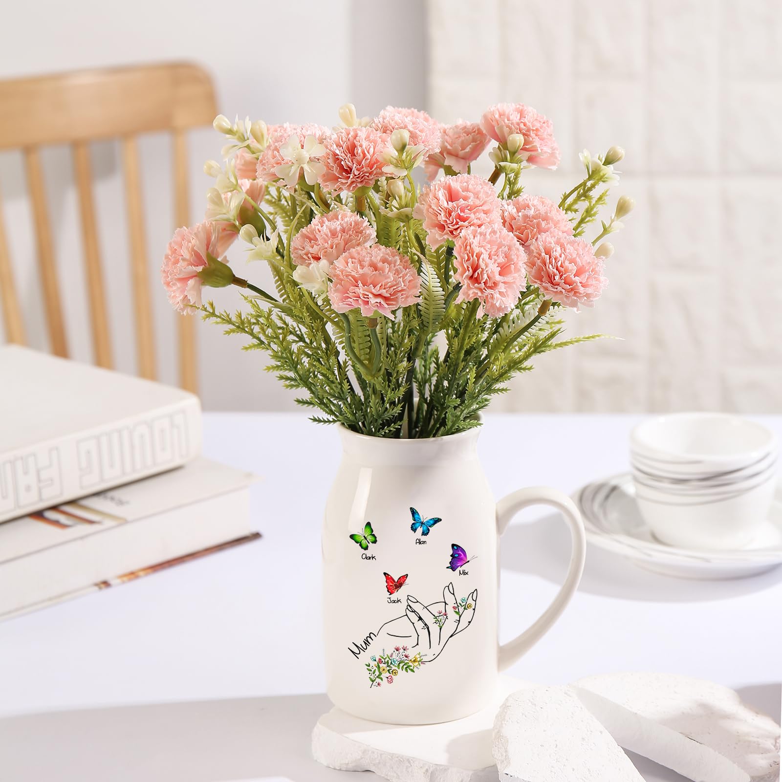 Personalized Vase, for Mom Grandma, White Vase with Personalized Name, Gift Vase, Ceramic Vase, Home Decoration Gift