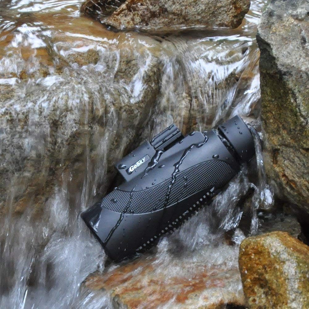 Gosky Titan 12X50 High Power Prism Monocular with Smartphone Adapter -IPX7 Waterproof Fog- Proof Shockproof Scope - BAK4 Prism & FMC Lens for Bird Watching Hiking Hunting Camping Travelling