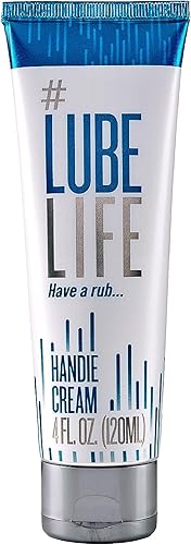 Lube Life Handie Cream, lubricante a base de agua para hombres y parejas, hecha con ingredientes naturales, textura cremosa, 4 onzas líquidas