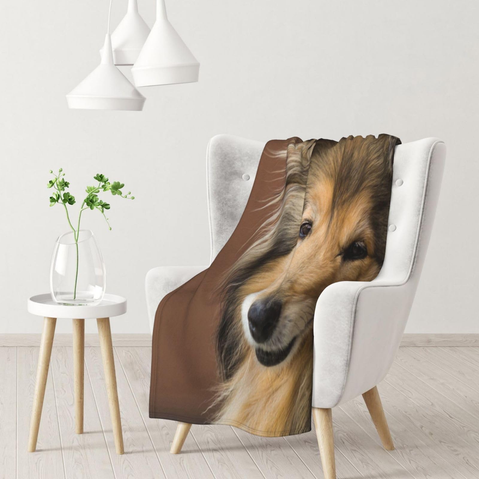Yofien Black Rough Collie Lassie Dogs Big Fluffy Dogs Petsflannel Throw Fluffy Blanket For Couch, Soft Cozy Blankets