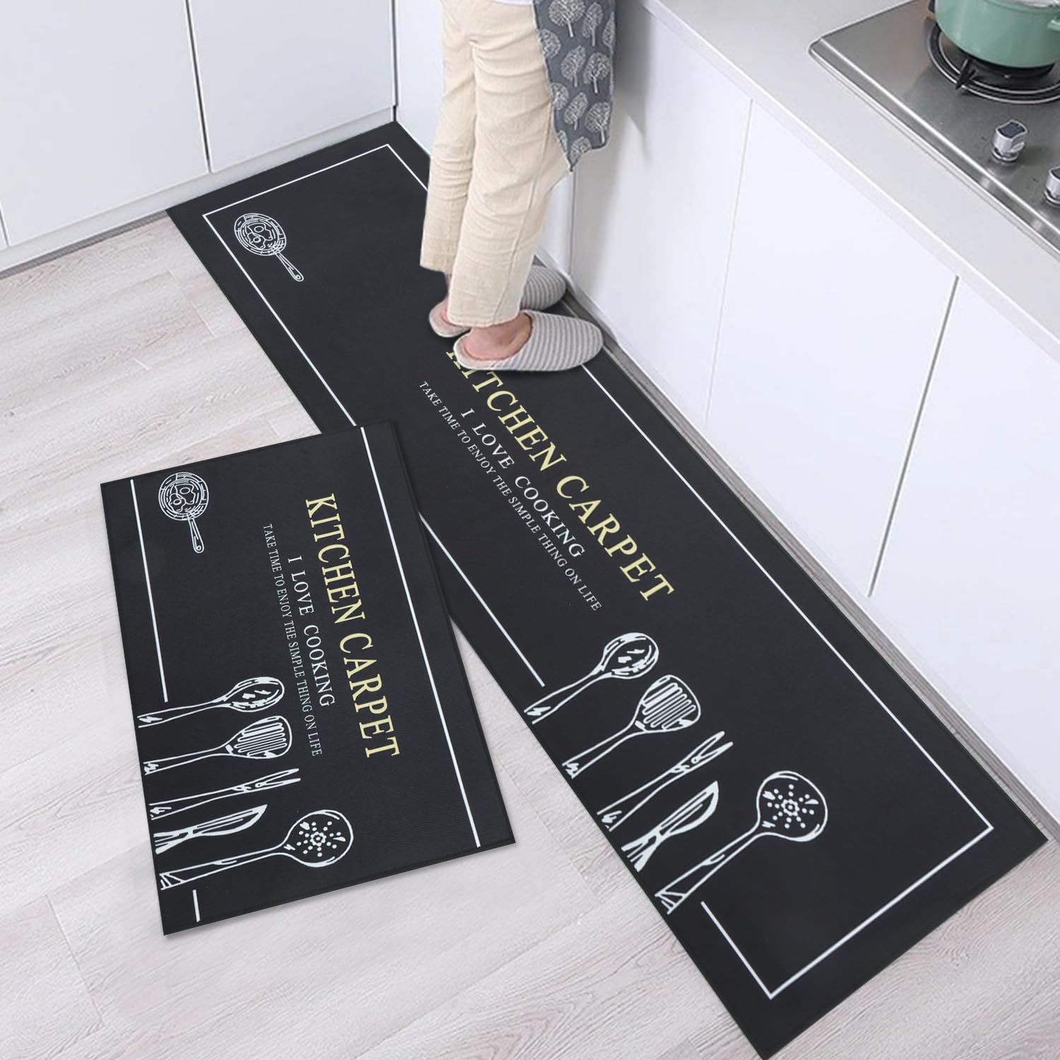 Freiesoldaten Juegos de Tapetes de Cocina 2 Piezas Antideslizante Alfombra de Cocina Lavable Alfombra de Cocina para Cocina Pasillo Dormitorio