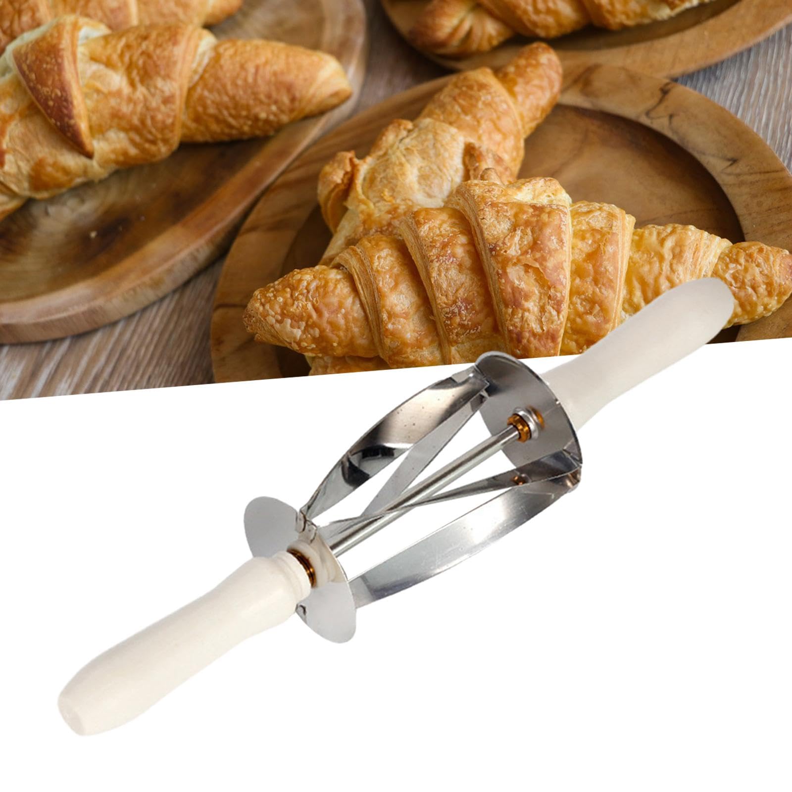 Croissant Cutter, Edelstahl Teigschneider zum Backen von frischem Gebäck, einheitlicher Brotroller für den Heimgebrauch, unverzichtbares Küchenwerkzeug für perfekt geformte Croissants