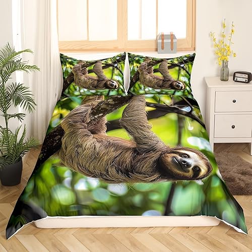 Miniatura 3 de Erosebridal Juego de ropa de cama de perezoso marrón, tamaño Queen, funda de edredón Kawaii para niños, adolescentes y niños, bonita funda de