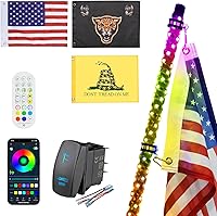 Vista 14 de Ehaho 1 paquete de 1 pie de luces de látigo, luz de látigo LED con aplicación y control remoto, látigos iluminados RGB en espiral persiguiendo