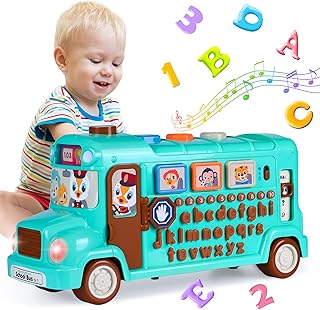 Toys for 1 Year Old Boy Gifts, Baby Toys 12-18 Months School Bus Learning Toys for 1 2 3 Year Old Boys Girls Kids Education Toys with Alphabet ABC/Music/Light/ for Toddlers 1-3 Birthday Xmas Gifts