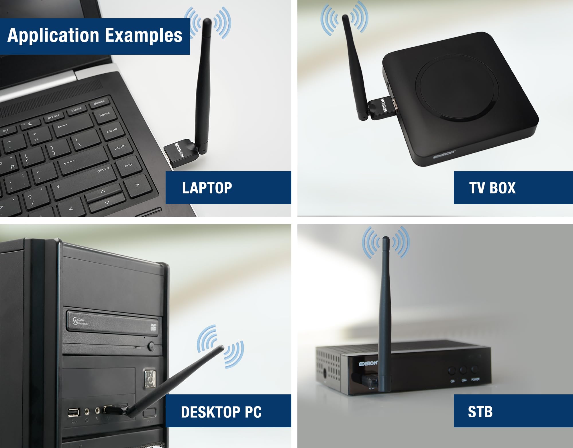 EDISION Adapter USB WiFi EDI-MEGA 2, klucz WiFi MTK7601, 150 Mbps, 2,4 GHz, antena przechylana, kompatybilny z Picco T265 pro HD, Ping T2/C, Proton S2 plus, mały, Picneck, Windows i Linux