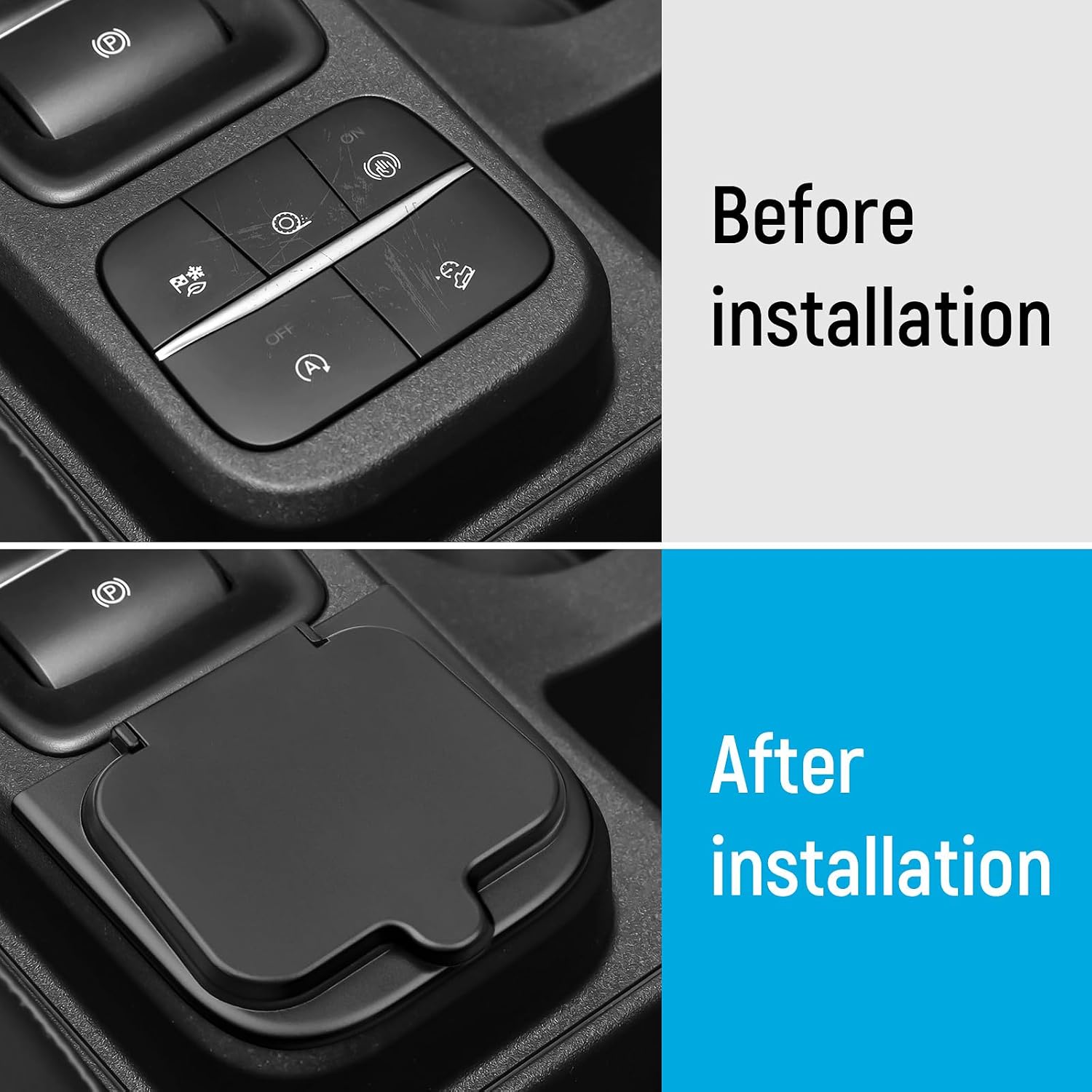 ZZEQYG Center Console Button Cover (Hinge Designe) Compatible with Ford Maverick XL XLT Lobo Lariat Tremor 2022-2025 2026 Accessories Gear Shift Button Cover ABS Material Button Cover