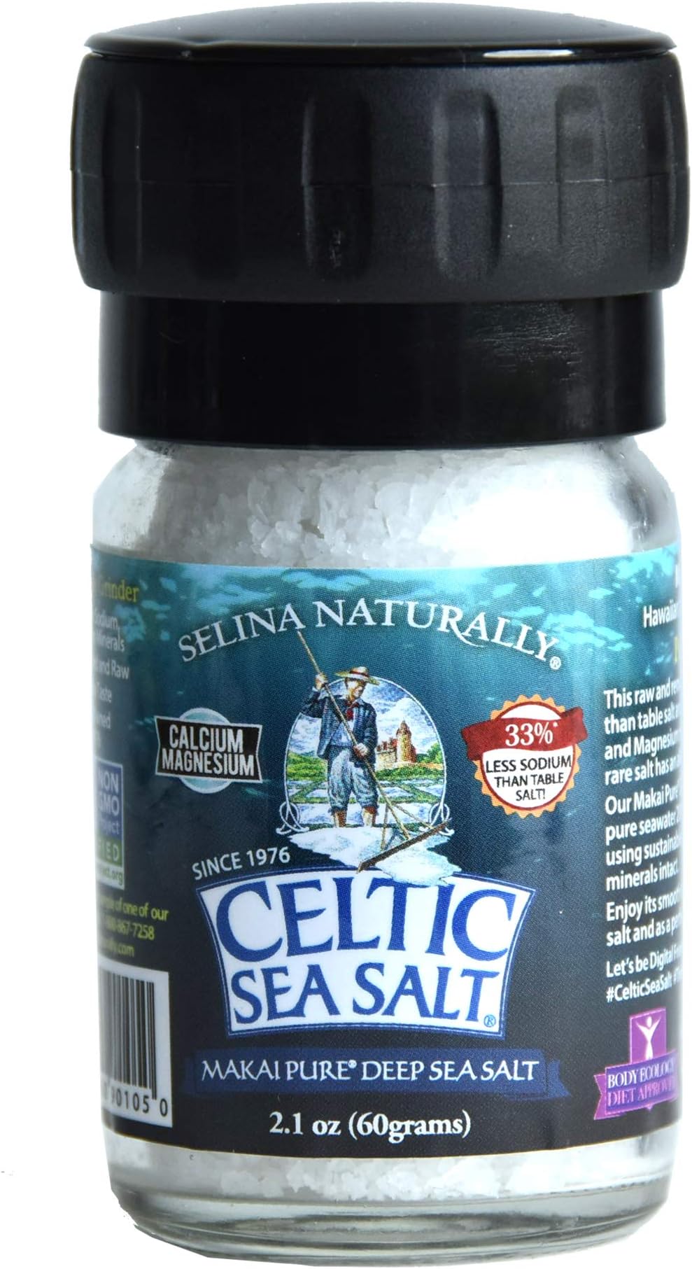 Celtic Sea Salt Makai Pure Deep Sea Salt Mini Grinder, 2.1 Ounce