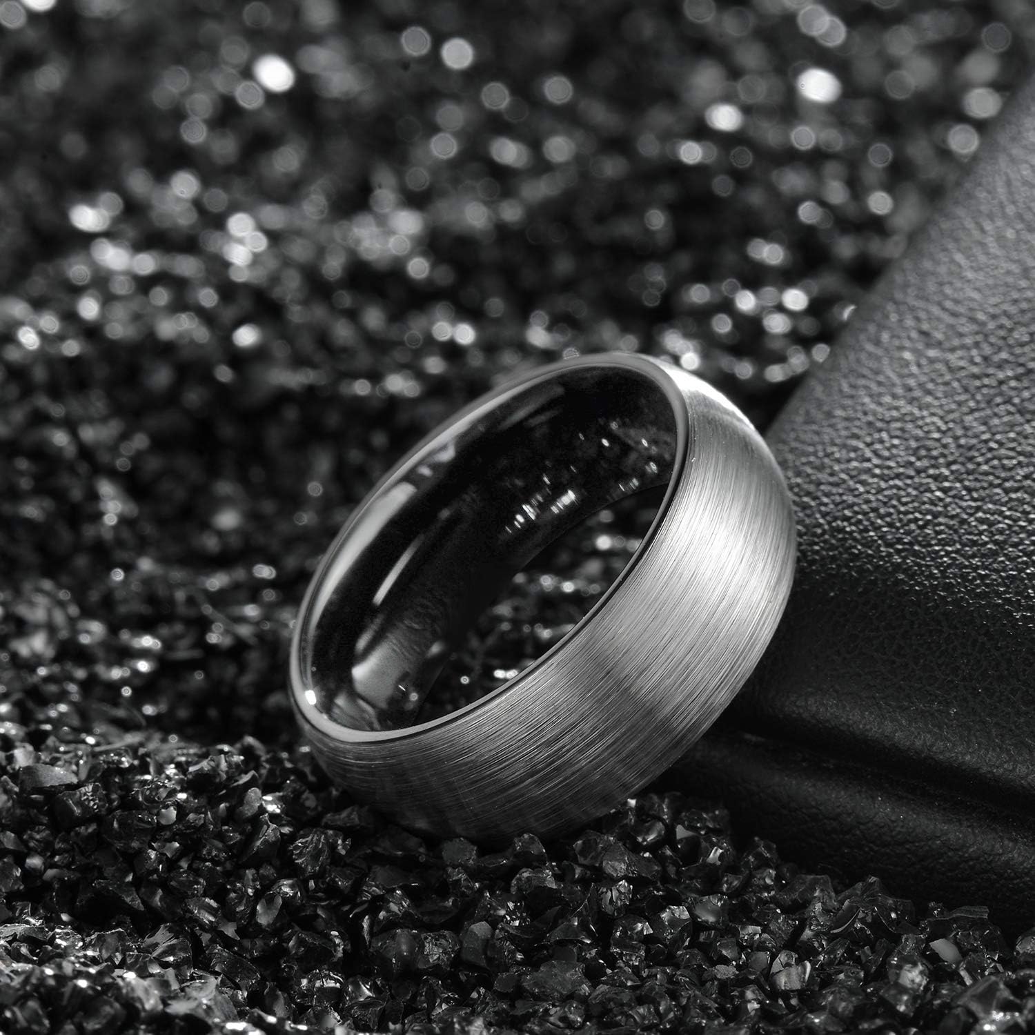 TRUMIUM 4mm 6mm 8mm Tungsten Rings for Men Women Engagement Wedding Band Brushed Black Comfort Fit Size 4-15