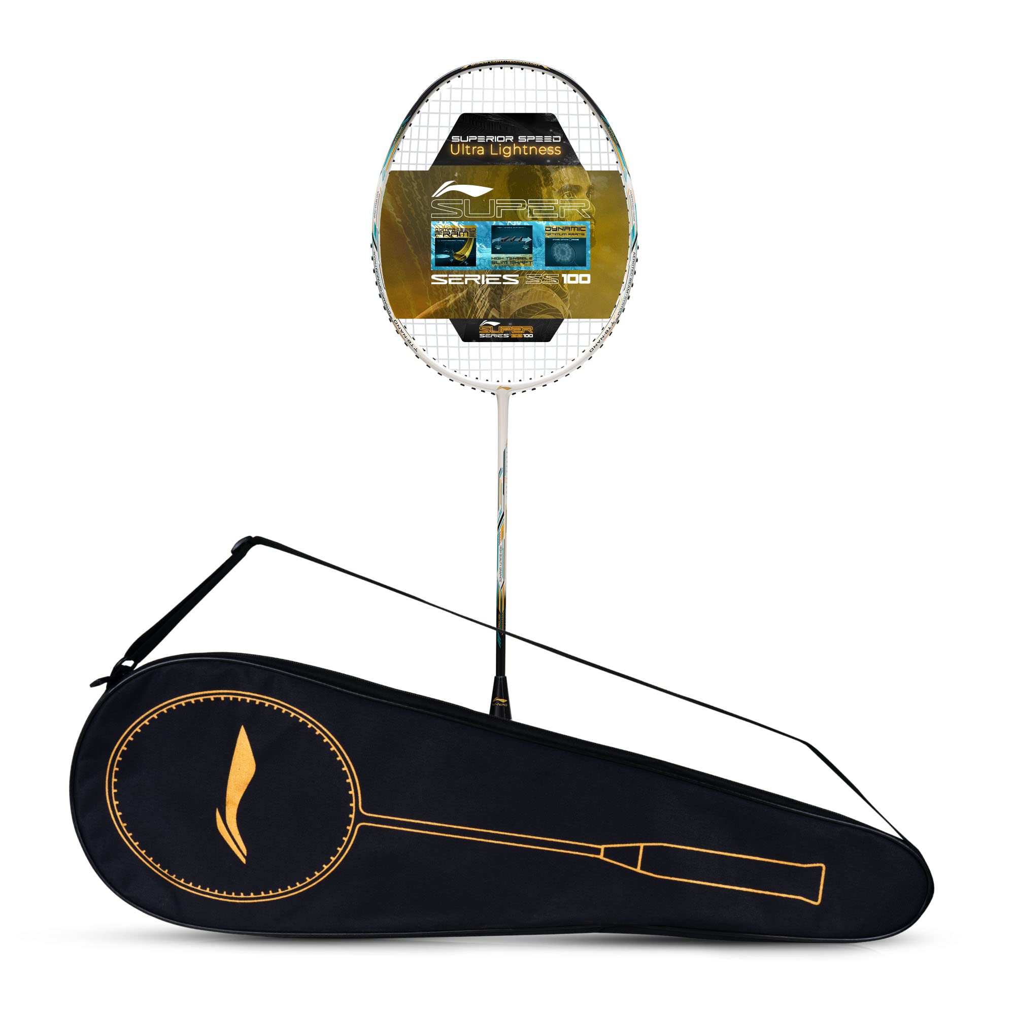 Li-Ning Super Series SS100 Carbon Graphite Badminton Strung Racket with Full Racket Cover (White/Black) (B0BVYW217S) Amazon Price History, Amazon Price Tracker