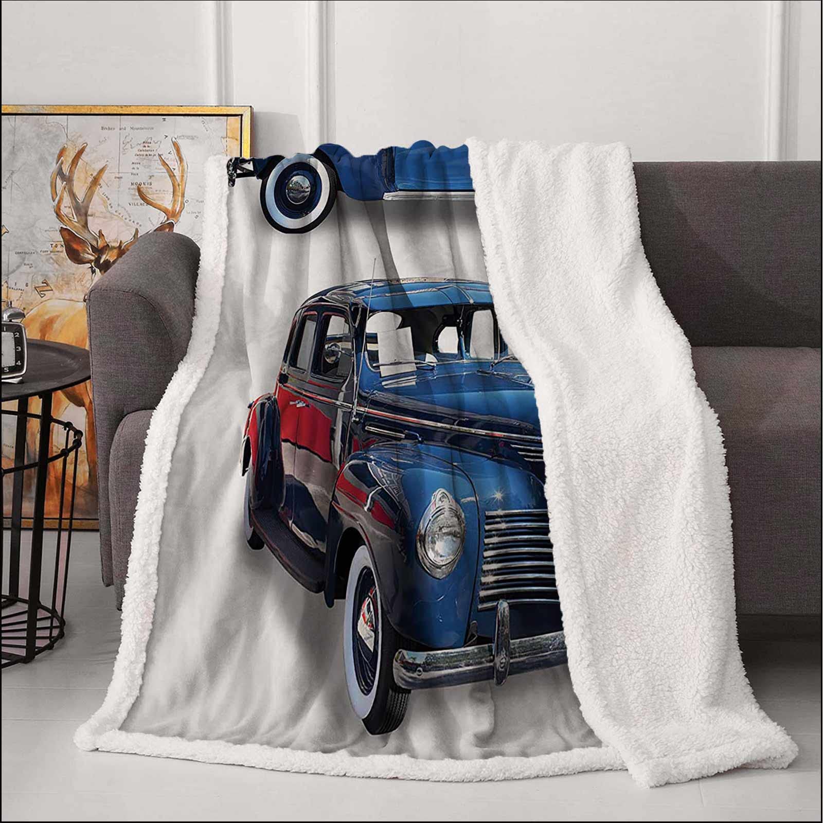 Amazon.com: Vintage Car Fleece Blanket Throw Size Blue Red Fuzzy Blanket  for Women Fleece Cozy Sherpa Blankets and Throws for Couch Sofa 50 x 60  Inches : Home u0026 Kitchen