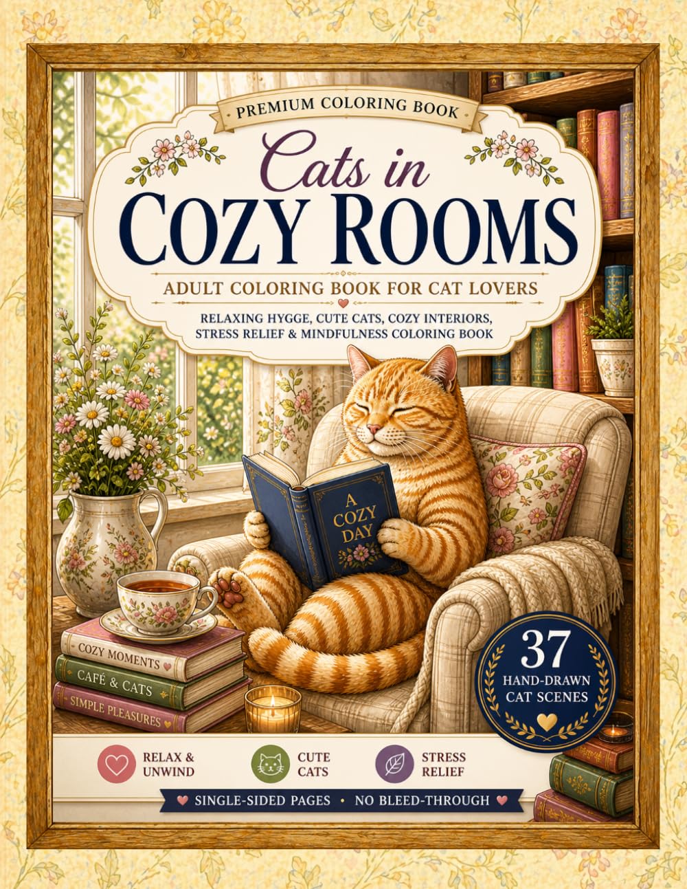 Cats in Cozy Rooms: Easy & Relaxing Cat Coloring Book for Adults | 37 Cozy Scenes for Stress Relief & Mindfulness: Cozy Interiors, Hygge Moments & Peaceful Coloring Experience (Purrfect Relaxation)