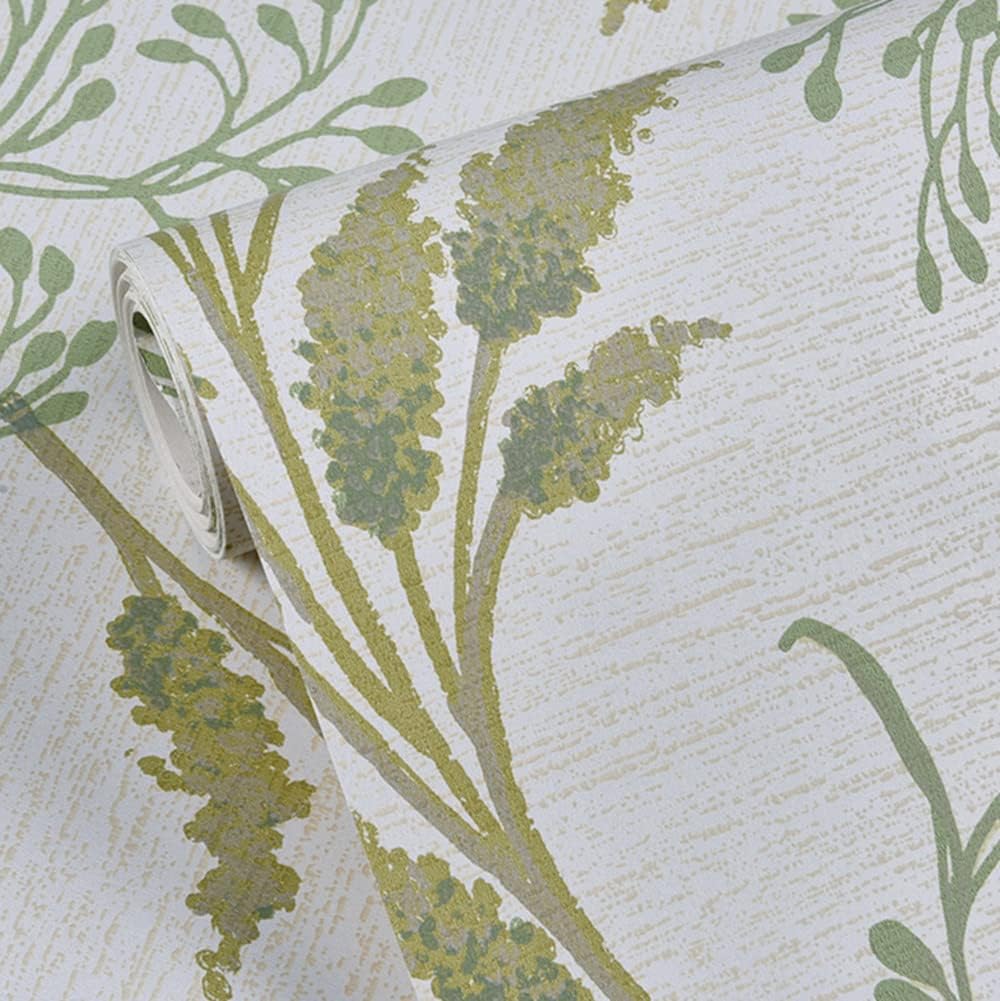 Moyishi Vintage Floral Flower Paper Peel & Stick Shelf Liner Dresser Drawer Sticker 17.7''x78.7'' (Light Green)
