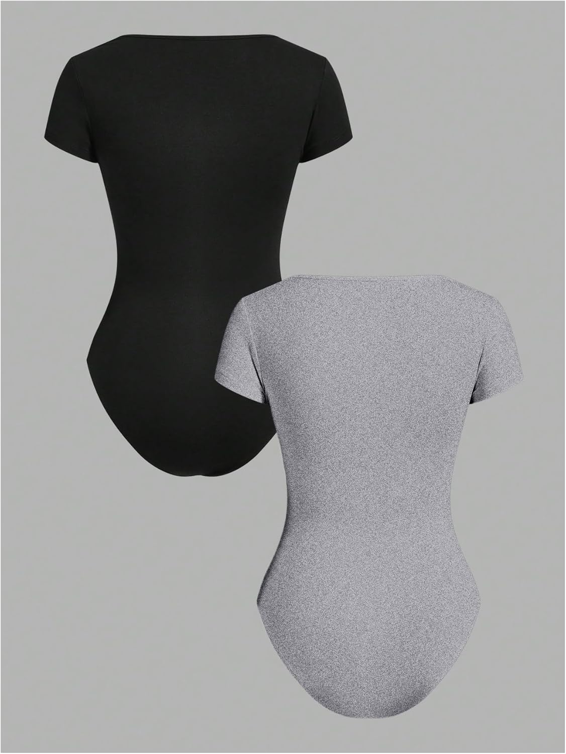 Girl's 2 Packs Square Neck Bodysuit Short Sleeve Shapewear Leotard Summer Tops Basic Tees - Image 2