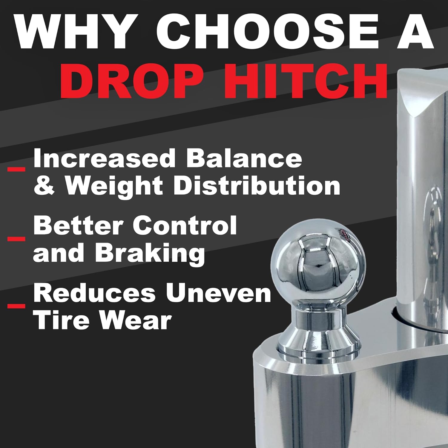 Trimax Heavy Duty TRZ12ALHD 12" Pin & Clip Aluminum Drop Hitch For 2-1/2" Receivers Includes Dual Balls,Silver