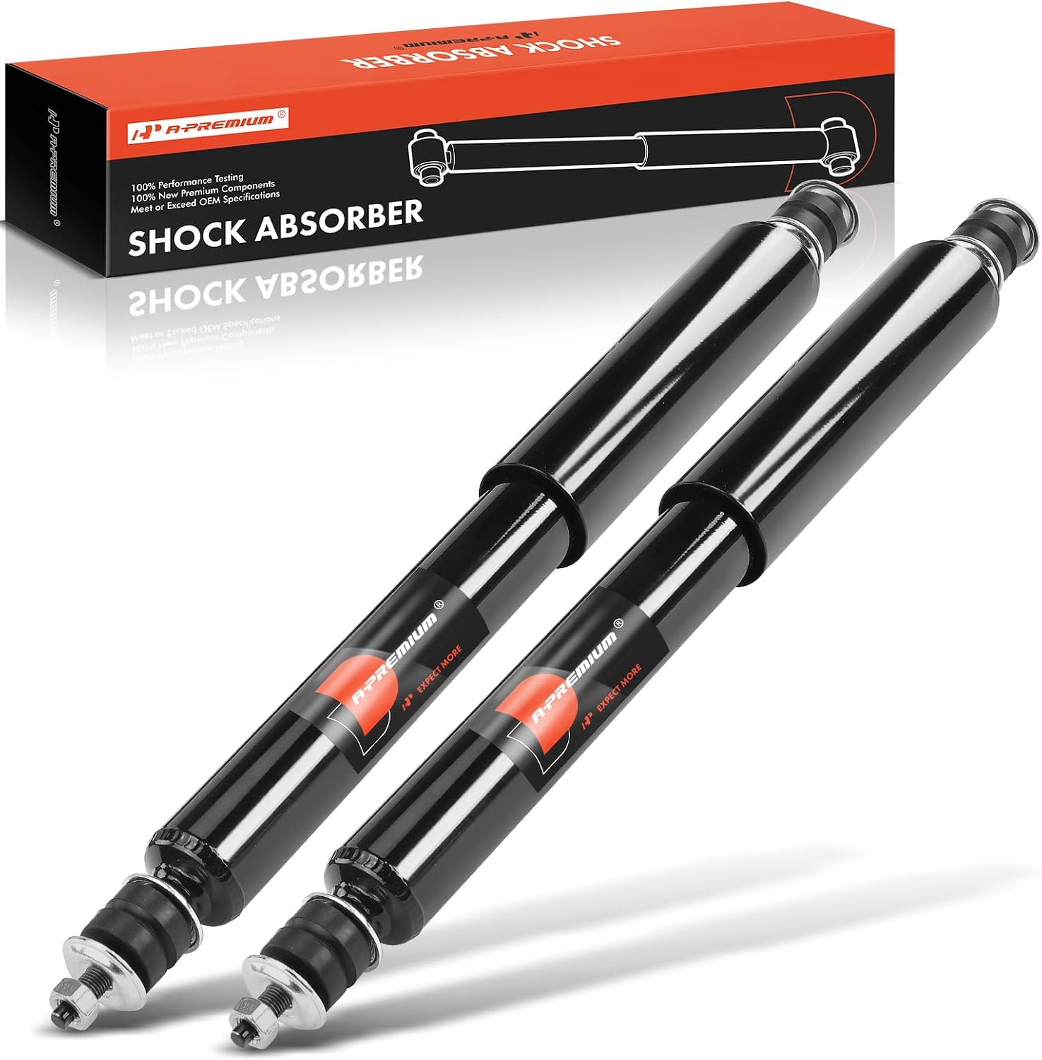 A-Premium Pair (2) Shock Absorber Compatible with Ford F-250, F-350, Mustang & Chevrolet Truck & GMC Truck & Buick Century & Mazda 808 & Volvo 122 & Jaguar XKE & Saab 99 & Mercury & American Motors