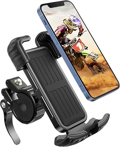 Marspeeder Bike Phone Holder Mount, [Super Stable Metal] Motorcycle Phone Mount with Security Lock, Bicycle Phone Holder Handlebar with Soft Cushion & Adjustable Clip Compatible with 4.7''-6.8'' Phone