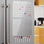 Neatsure Calendrier de la carte d'effacement magnétique acrylique pour réfrigérateur, planificateur mensuel clair tableau blanc pour réfrigérateur 8 Marqueurs de couleurs, 15"x11"
