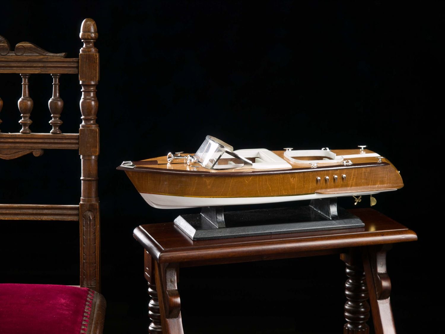 aubaho Modello Modello di Nave Sport Boat Italia Ship Model Yacht Barca 50cm nessun Kit
