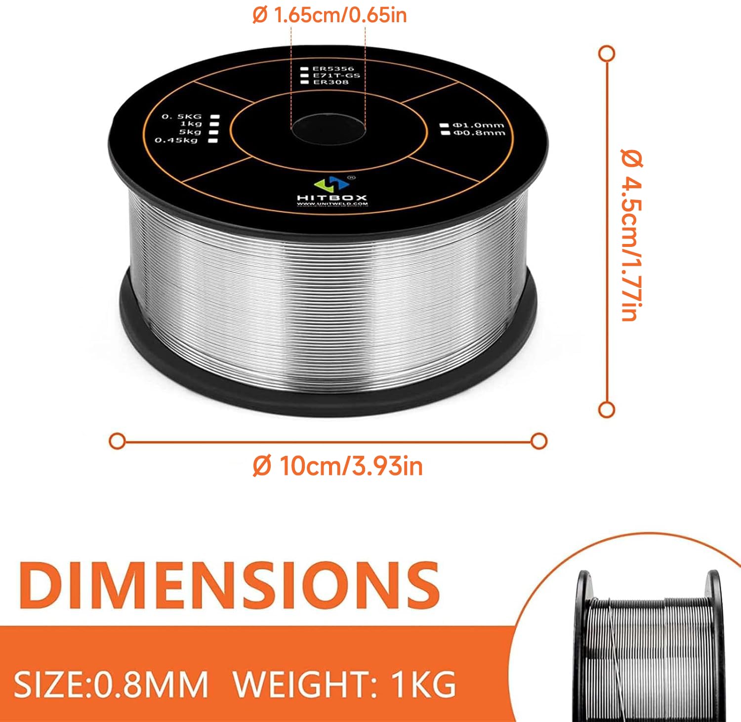 HITBOX E71T-GS Fülldraht ohne Gas 0,8 mm – 2 × 1 kg MIG Schweißdraht D100 Spule für Stahl- und Metallschweißen