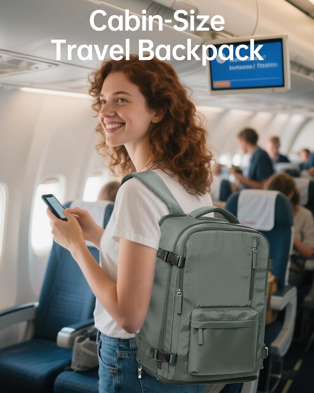 Carry on Travel Backpack for Women Men Airline Approved 20l Travel Backpack Personal Item Lightweight Backpack Traveling Anti Theft Mochilas de Viaje,Army Green