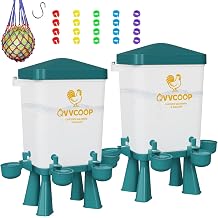 2-Pack 3 Gallon Chicken Waterer, Automatic Water Dispenser Container for Poultry Drinking, Stay-Clean Raised Watering Fountain for Duck Bird, Blue