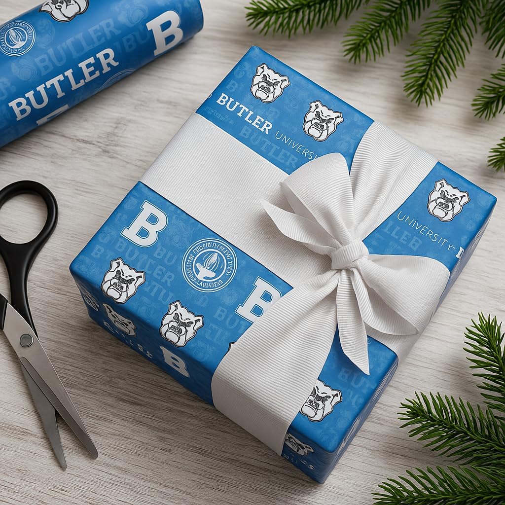 ONDEMAND FAN NCAA Wrapping Paper with Team Tapestry design (Butler Bulldogs,Wrapping Paper 30" x20')