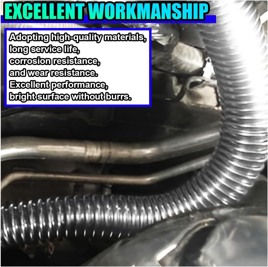 ZIMISI 23.6 Inches Stainless Steel Exhaust Hose, 1 Inch Flexible Tank Diesel Heater Exhaust Pipe with 2 Hose Clamps, Air Heater Exhaust Tubing for Gas Fuel Tank Vent Hose (23.6 inch)
