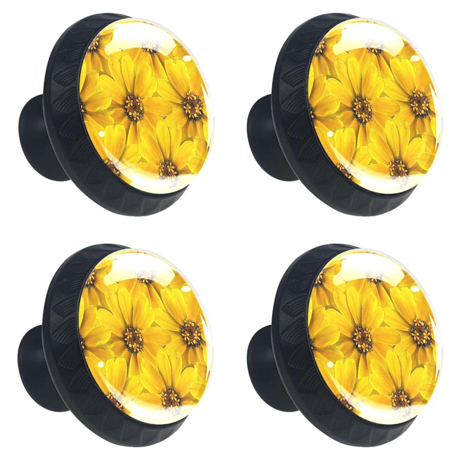 Boutons de tiroir en cristal jaune marguerite pour remplacer des poignées cassées ou ternes