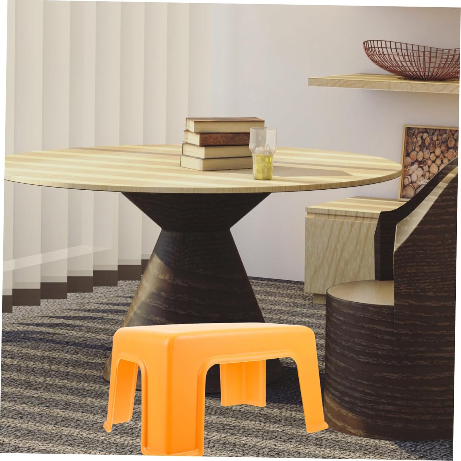Ciieeo 1Pc Orange Non Skid Stool Creative Footstool for and Comfortable Seat and Stackable Design for Playroom and Nursery
