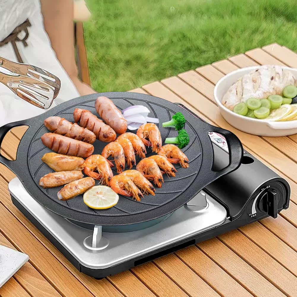 Piastra in ghisa da 15 pollici Piastra rotonda for barbecue Piastra antiaderente for barbecue compatibile for fornelli a gas for grigliate interne o esterne