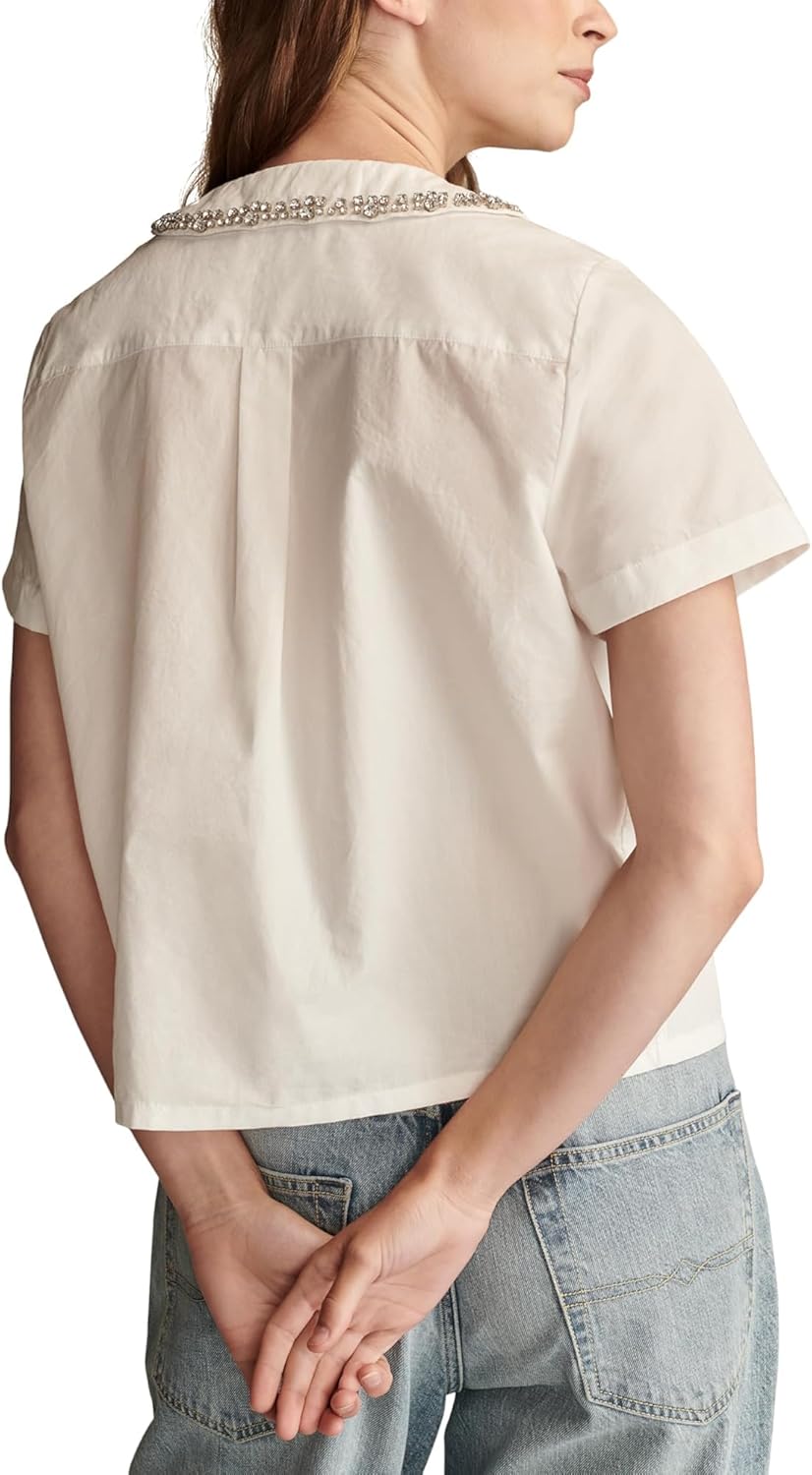 Lucky Brand Womens Embellished Peter Pan Collar Shirt - Image 2