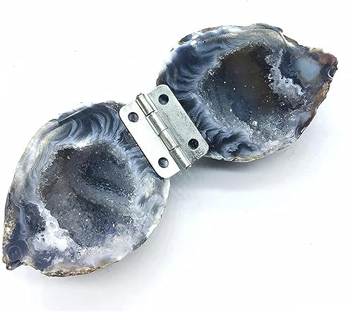 Miniatura 2 de ZXYWW Crystal Geode - Caja redonda para anillo de cuarzo para mujer, diseño de geoda de ágata natural