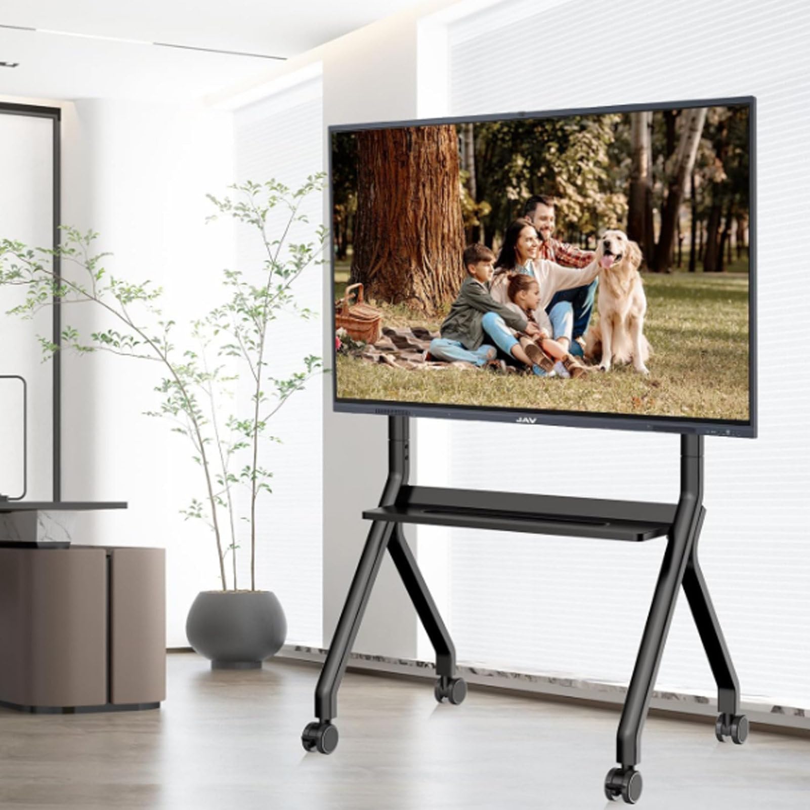 DFGHNBVC Heavy-Duty Adjustable Rolling Tv Cart With Brake Wheels For Large Screen Televisions,42~75In