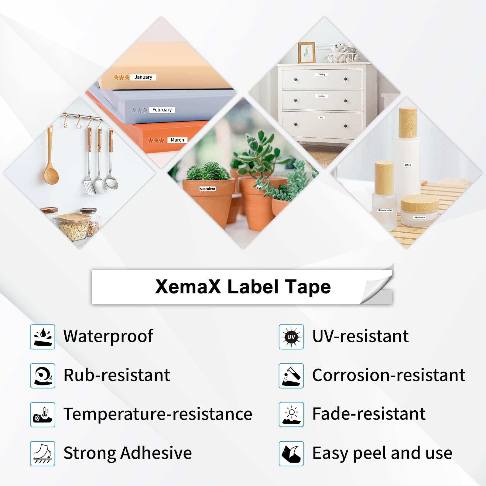 5x XemaX Nastro per Etichette Compatibile con Brother P-touch TZe-231 Nero su Bianco Brother 12 mm 0,47" Nastri per Etichettatrice Brother PT-H105 H100LB 1010 1000 P300BT H100R D400 E100 H110