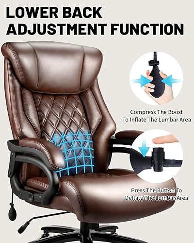 Miniatura 3 de Sillas de oficina ejecutivas de 800 libras, silla de escritorio grande y alta con soporte lumbar ajustable, silla de oficina para personas pesadas,