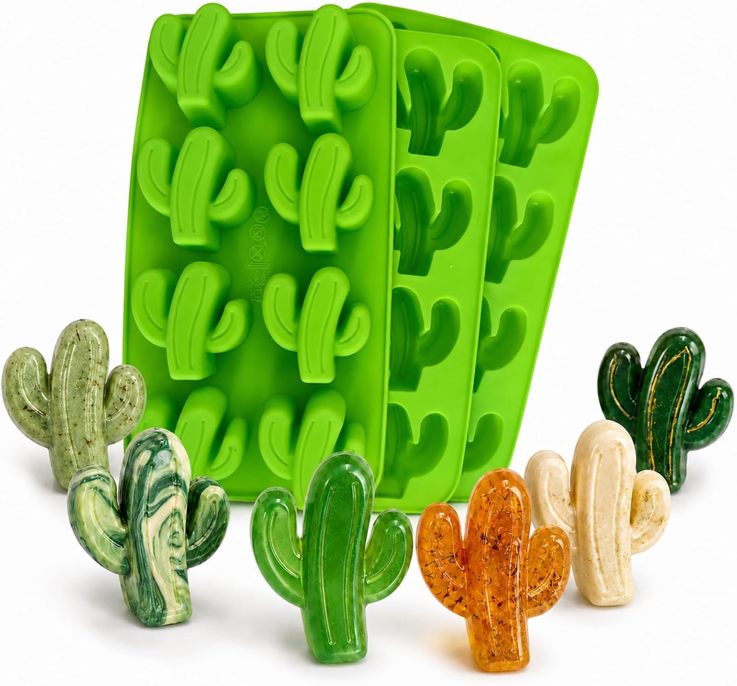 3Pack Cactus Silicone Mold Hawaiian Tropical Themed Silicone Molds Cactus Cake Mold Food Grade Non-Stick Silicone Molds for Chocolate Candy Resin Epoxy Handmade Soap Gummy IceCube Fondant DIY Crafts