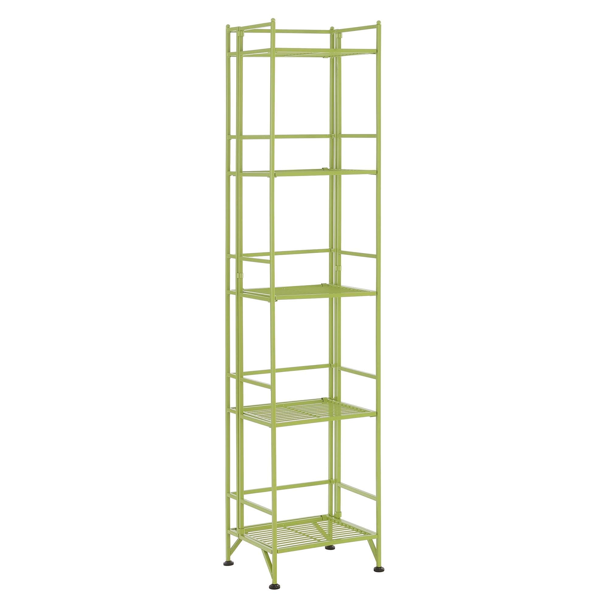 Convenience Concepts Xtra Storage Shelves - 5-Tier Folding Metal Storage Shelves, Closet Organizer for Office, Laundry Room, Bedroom, Garage, Kitchen, Bathroom, Lime Green