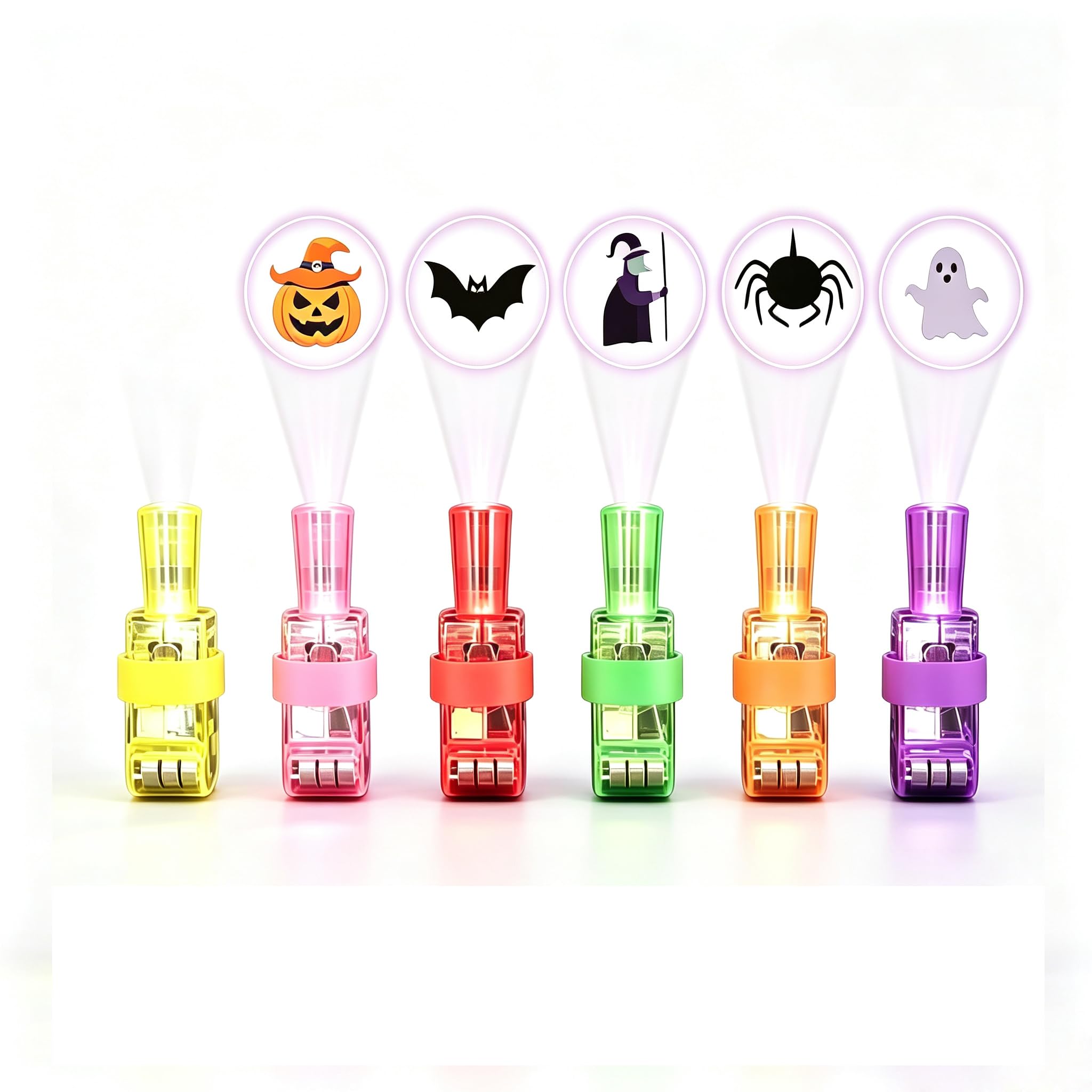 Halloween Finger Projector Lights 72 Pcs Mini Colorful LED Finger Projection Toys for Halloween Party Favors, Goodie Bag Fillers Trick or Treat Hand‑held Projection Decorations,72PC