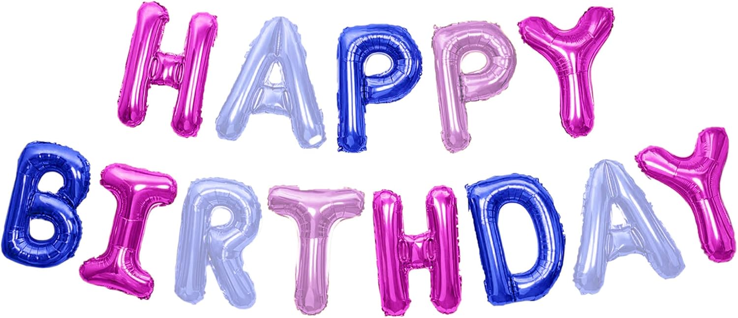 Happy Birthday Banner 3D Baloon Lettering Mylar Foil