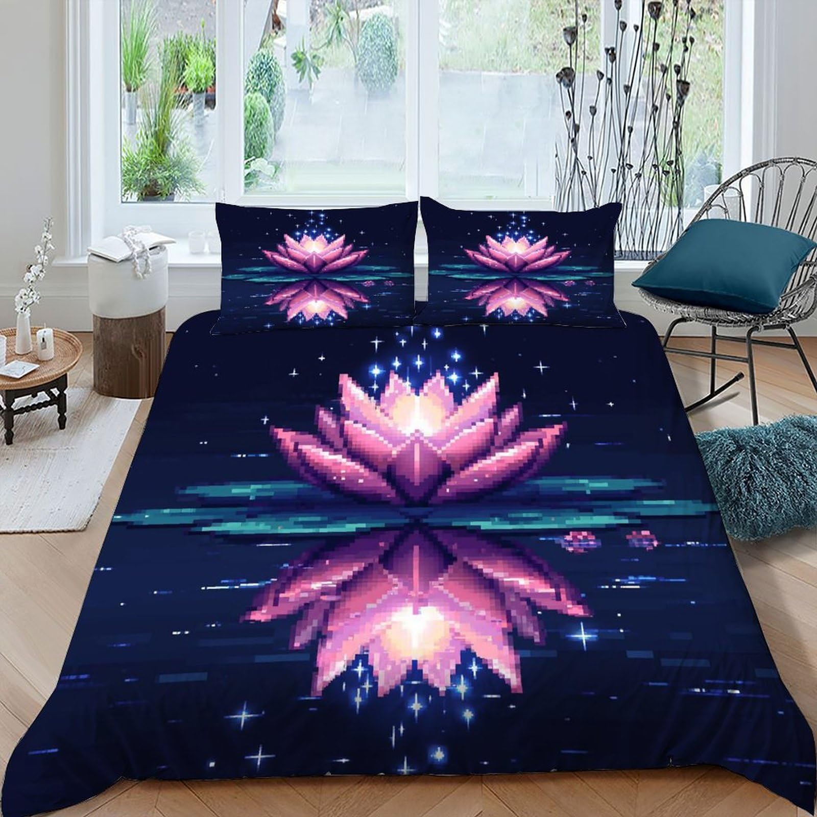 Parure de couette loutre 135x200 anti-plis en microfibre douce lit simple 2 taies d'oreiller