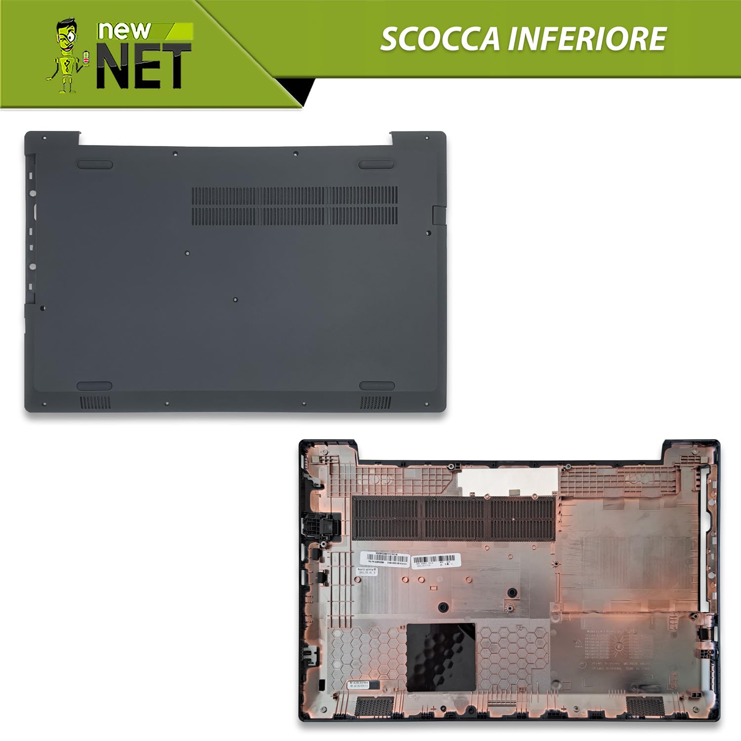 new net - Scocca Inferiore Cover Bottom Case Chassis Compatibile con Notebook Lenovo V130-15IKB (81HN), V130-15IGM (81HL), Colore Iron Grey