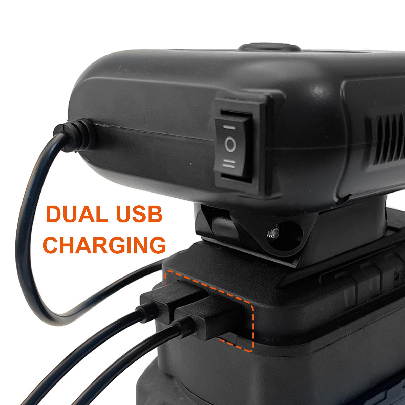 Walfront Tragbare Heizung, 2 Temperaturen für BL1830 BL1850 BL1840 BL1845 BL1815 BL1820 BL1860B, USB Camping Batteriebetriebene Heizung für Kleine Räume
