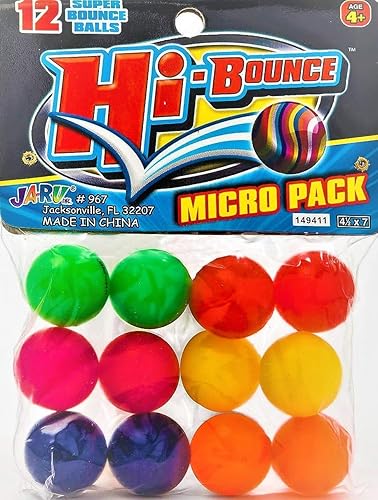 2CHILL Super Hi Bounce Bouncy Balls (12 Balls Assorted Style) JA-RU Small Toys Party Favors Racketball Kids Prize Giveaways Gift Toy Bouncy Balls