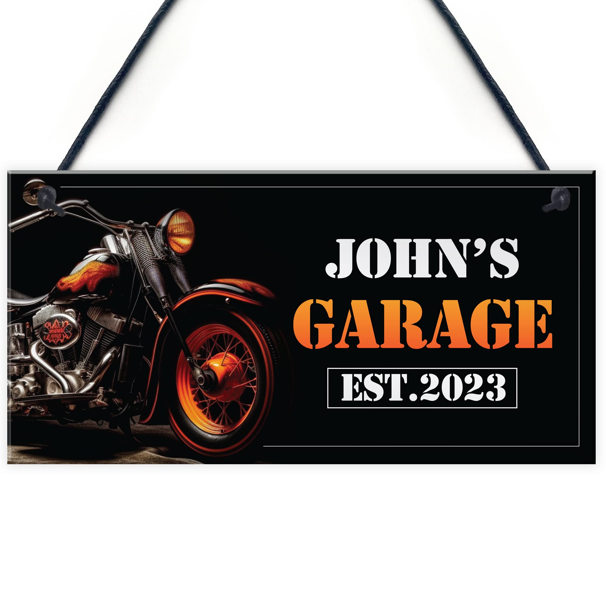 Red Ocean Personalised Motorbike Garage Sign | Motorbike Man Cave Signs | Hanging Wall Plaque For Garage | Biker Gifts For Men, Dad, Grandad, Brother | Bike Enthusiast Gifts