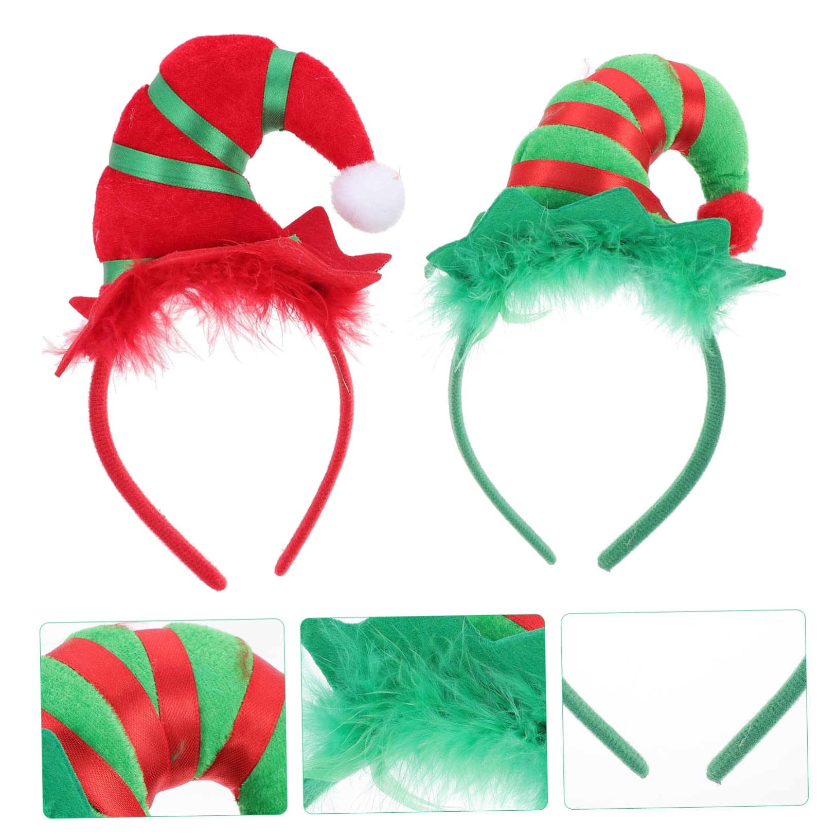 Cabilock 6 Piezas Diadema Navideña Diadema Muñeco Nieve Sombrero Duende Selecciones Muñecas Para Pasteles s Navideñas Tela Árbol Navidad Anillo Pelo
