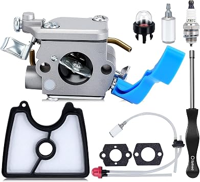 590460102 125B Carburetor Rebuild Kit Compatible with Husqvarna 125B 125BX 125BVX Leaf Blower B2126 BV2126 Blower Model Parts Replace C1Q-W37 545081811 Carb Filter Fuel Line Kit