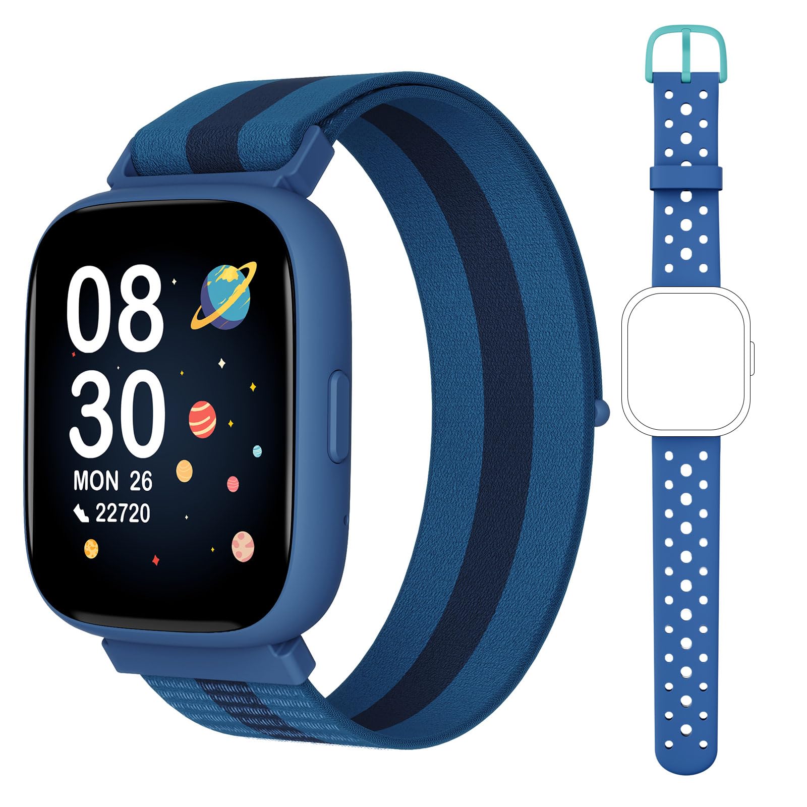Smart Watch Boys and Girls 5-16 No App Needed, 1.83" Smartwatch Children with Pedometer, IP68 Waterproof, Children's Watch Heart and Sleep Monitor, Alarm Clock, Puzzle Games